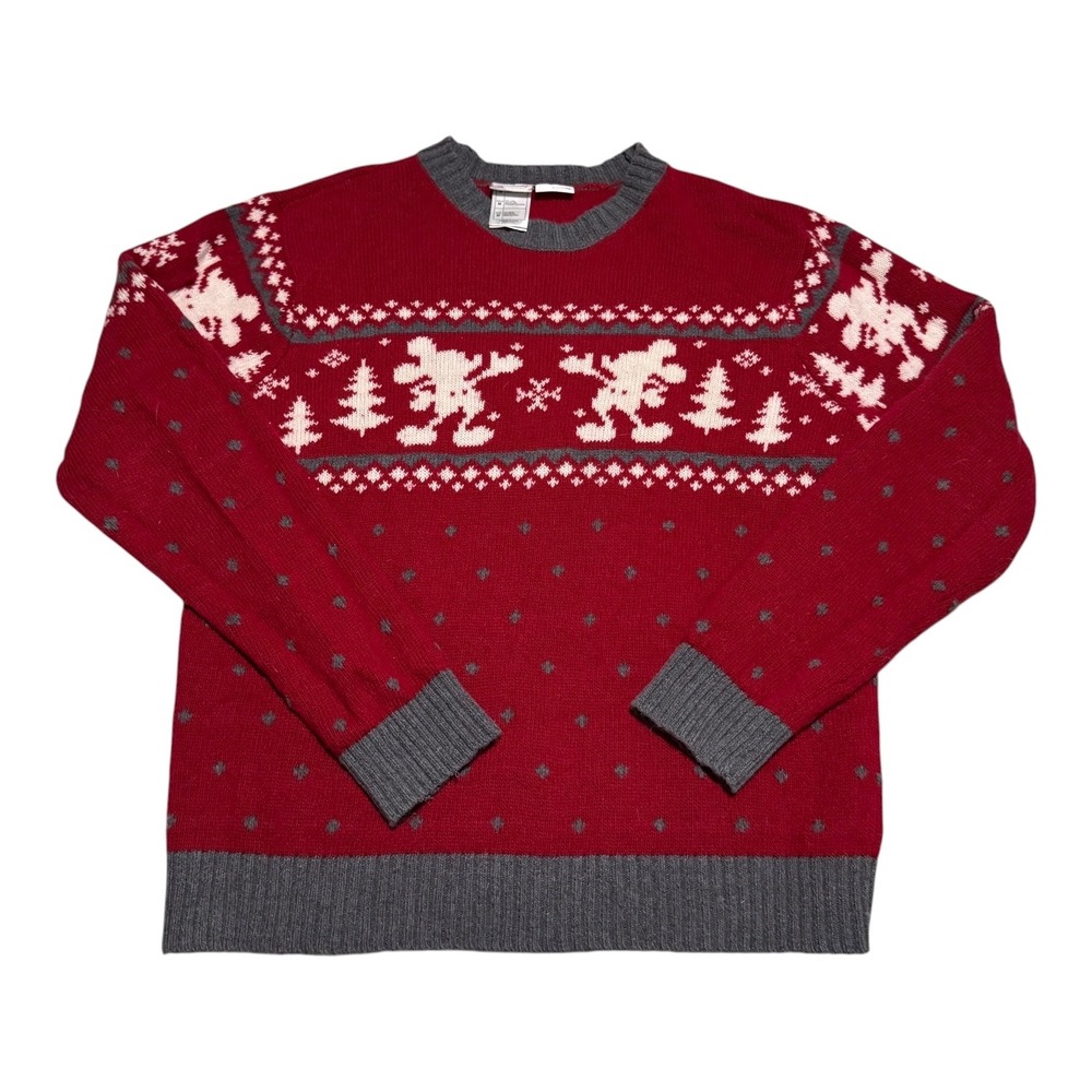 Vintage 2000s Disney Store Mickey Mouse Silhouette Christmas Sweater Men's M